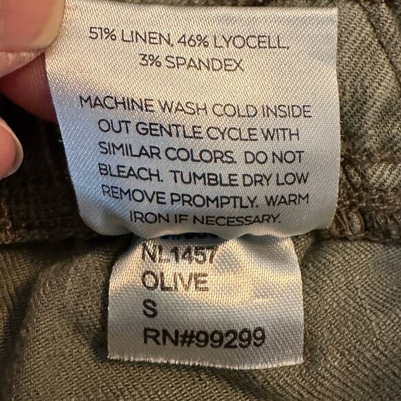 Women's NWOT Level 99 Olive Green Linen Blend Drawstring Casual Shorts Size S - Picture 6 of 6